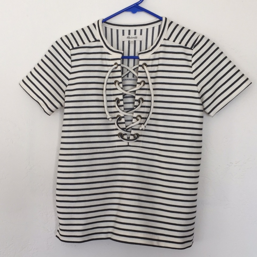 Madewell nautical striped lace up shirt